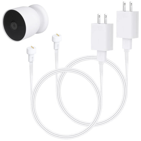 2Pack Power Adapter Compatible with Google Nest Cam Outdoor/Indoor, 6.5ft Weatherproof Charger Cable for Continuous