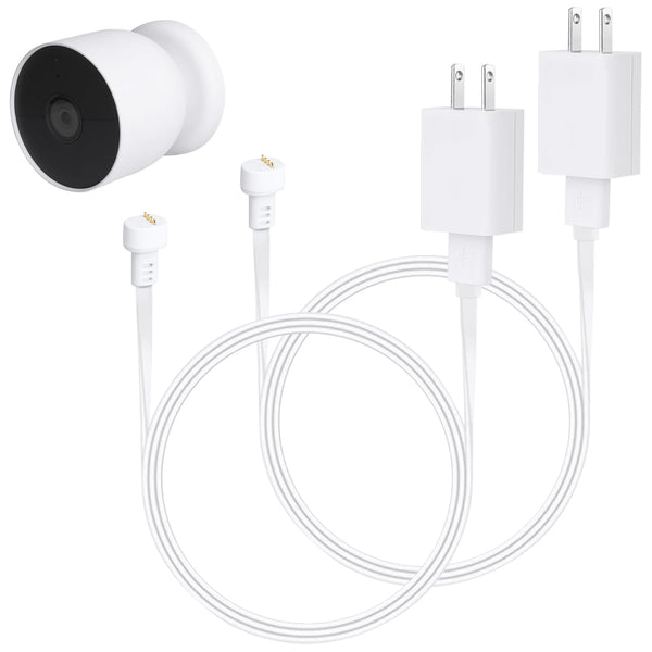 2Pack Power Adapter Compatible with Google Nest Cam Outdoor/Indoor, 6.5ft Weatherproof Charger Cable for Continuous