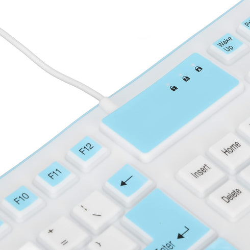 GOWENIC Foldable Silicone Keyboard, 106 Keys Roll Up USB Wired Waterproof Silent Soft Keyboard for PC Laptop Notebook
