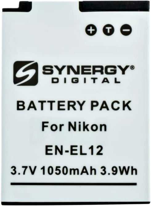 Synergy Digital SDENEL12 Lithium-Ion Battery, Rechargeable Ultra High Capacity (3.7V 1050 mAh), Replacement for Nikon
