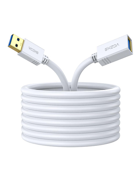 USB 3.0 Extension Cable, 3 ft White, Male to Female for USB Devices, Flash Drive, Card Reader, Printer