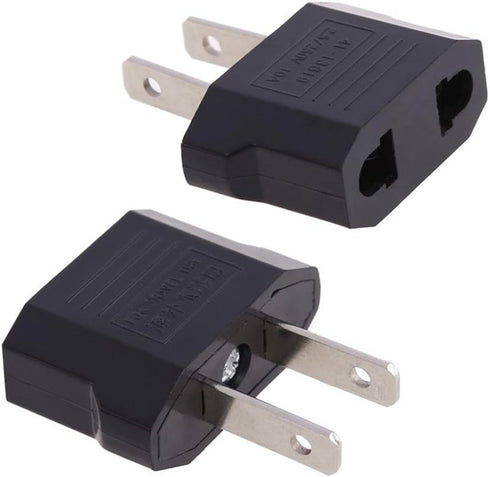 ANRANK E-U4113619AK European to USA American Outlet Plug Adapter, Black, 2-Pack