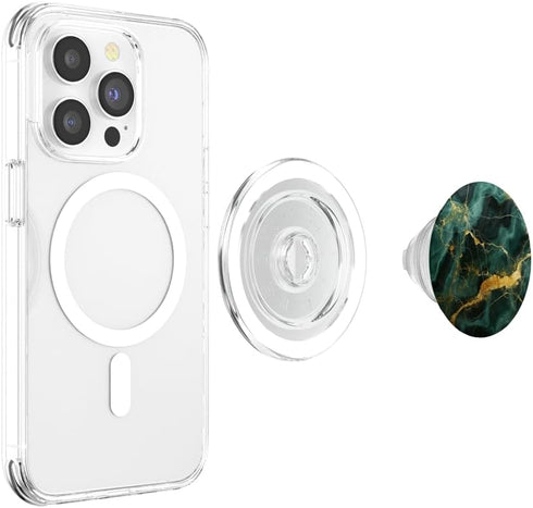 Stone Patterns Elegant Jade Deep Green Natural-Marble Pattern PopSockets PopGrip for MagSafe