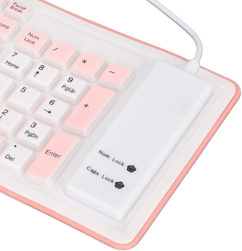 103 Keys Foldable Silicone Keyboard, Wired USB Silent Waterproof Rollup Keyboard for PC Laptops