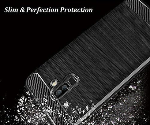 Case for Samsung Galaxy A6 Plus 2018, Carbon Fiber Shock Absorption Slim Case (Black)
