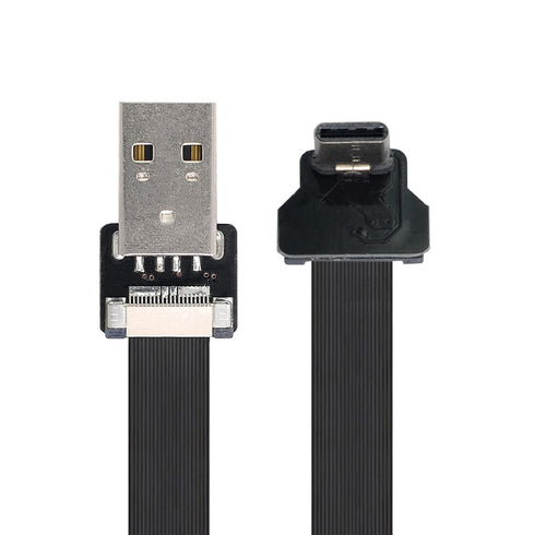 chenyang USB C Flat Cable - USB 2.0 Male to USB C Male 90 Degree UP Angled Data Transfer Charging Cable Adapter