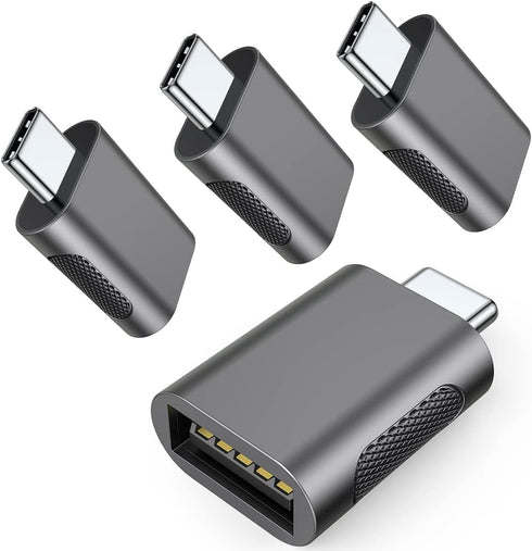 AuviPal 10Gbps USB C to USB 3.1 Adapter (4 Pack), Thunderbolt 4/3 to USB OTG Converter for iPhone, MacBook, iPad