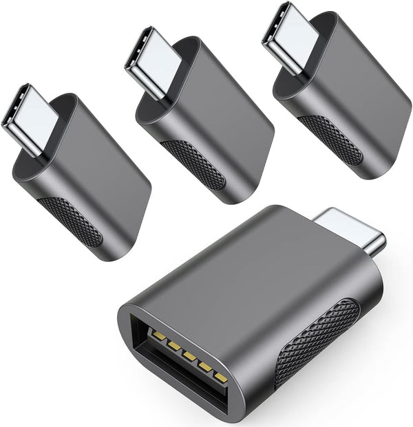 AuviPal 10Gbps USB C to USB 3.1 Adapter (4 Pack), Thunderbolt 4/3 to USB OTG Converter for iPhone, MacBook, iPad