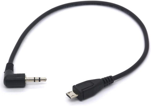 Angled 3.5 mm to Micro USB Cable Adapter, Convert Micro USB B 5 Pin Male to 3 Pole 3.5mm Male Jack Aux Audio