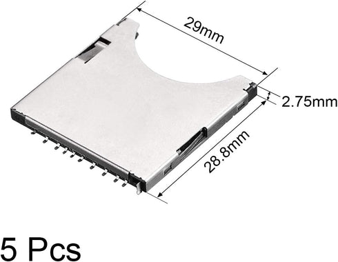 uxcell SD Memory Card Socket Holder, Spring Loaded Push Type, 10 Pin, 5pcs