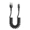 mcdodo Anti Winding Cable, LED Coiled Cord Nylon Braided Sync Charge USB Data 6FT/1.8M Cable (Black)