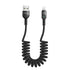mcdodo Anti Winding Cable, LED Coiled Cord Nylon Braided Sync Charge USB Data 6FT/1.8M Cable (Black)