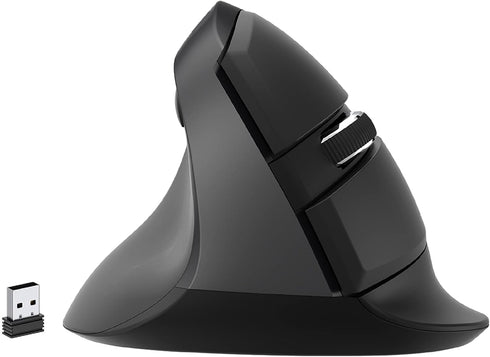 J-Tech Digital Left Handed Wireless Ergonomic Vertical Mouse, Black, for Small Hands, 4 DPI, USB Nano Transceiver, AA