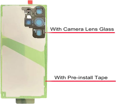 Galaxy S24 Ultra Back Glass Replacement for Samsung Galaxy S24 Ultra 5G Back Glass Cover with Pre-Installed Camera Lens and Adhesive + Repair Tool Kits (Yellow Gold) Type-C Convertor