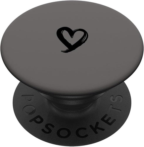 Black Minimalist Heart PopSockets Standard PopGrip - Gray