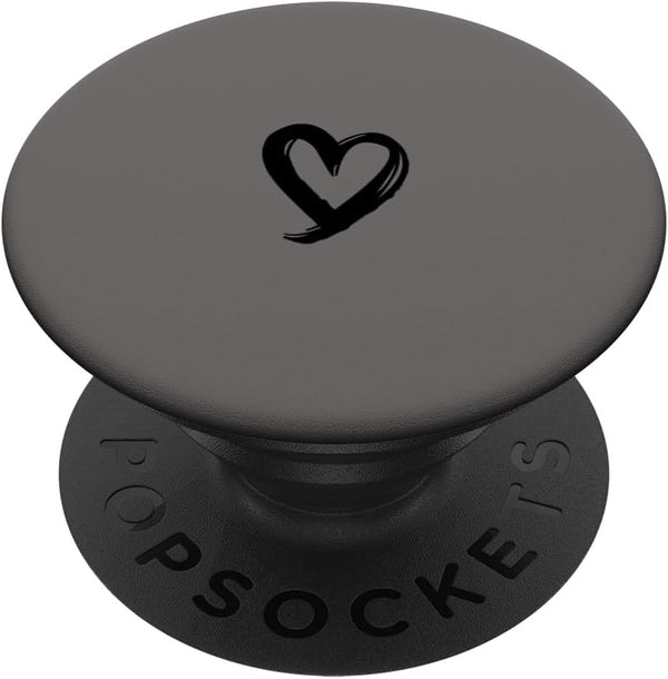Black Minimalist Heart PopSockets Standard PopGrip - Gray
