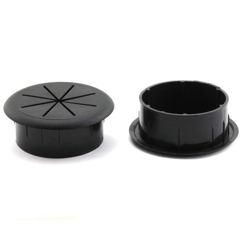 HJ Garden 2pcs Flexible Desk Cord Grommets, 2-3/8 inch Wire Organizer Hole Cover for Office Cable Management (Black)