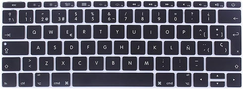 HRH Black Silicone Keyboard Cover Skin for MacBook Pro 13" A1708 A1988 No Touch Bar & MacBook 12" A1534