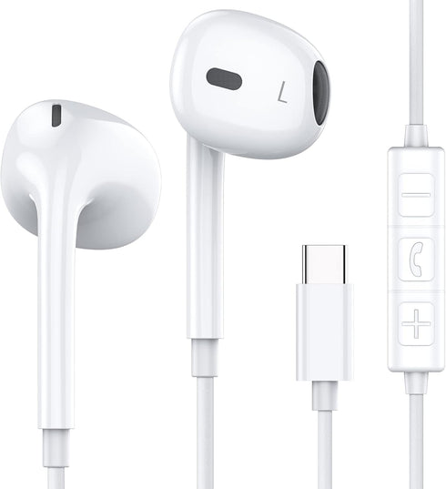 MOSWAG USB C Headphone Wired Earbuds in Ear with Mic and Volume Control for iPhone 15 Pro Max, iPad Air, Samsung Galaxy