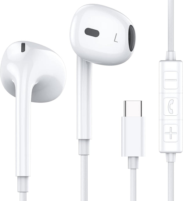 MOSWAG USB C Headphone Wired Earbuds in Ear with Mic and Volume Control for iPhone 15 Pro Max, iPad Air, Samsung Galaxy