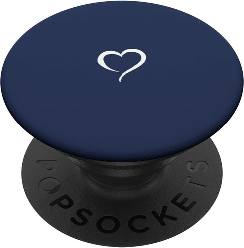 Navy Blue Hand Drawn Heart Minimalist Love PopSockets Standard PopGrip