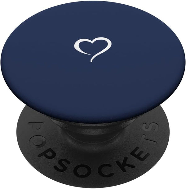 Navy Blue Hand Drawn Heart Minimalist Love PopSockets Standard PopGrip