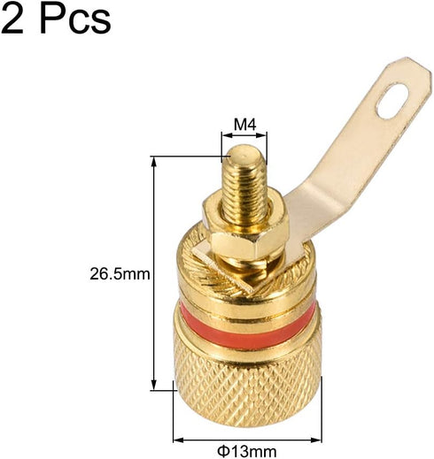 uxcell 2 Pack 4mm Banana Jack Binding Post - Gold Plated Female Socket Plug Terminal Connector for Loudspeaker
