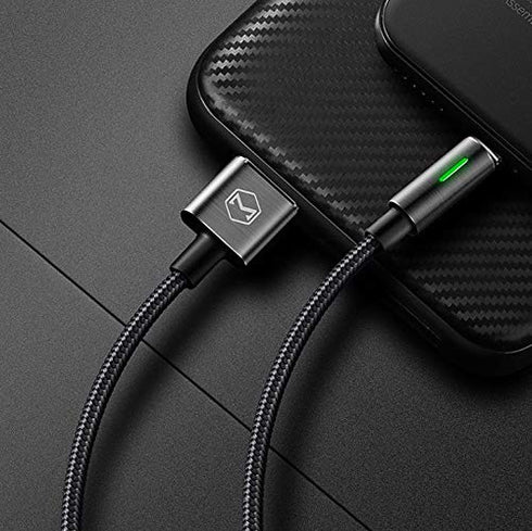mcdodo 6FT/1.8M Smart LED USB Data Cable: Auto Disconnect & Recharge, Nylon Braided, Compatible with New Phones (Black)