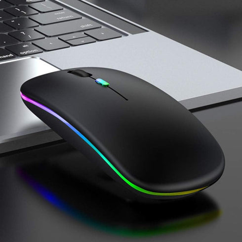 S & E TEACHER'S EDITION LED Wireless Mouse, Matte Black, Slim Rechargeable Wireless Silent Mouse, 2.4G Portable USB Optical Wireless Computer Mice with USB Receiver.