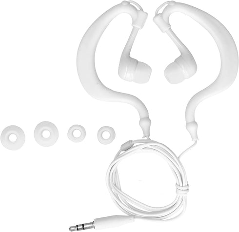 Swimming Headphones 3.5mm Plug, IP68 Waterproof Conduction Earbuds, Water Resistant for Running, Surfing, Diving - White