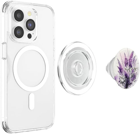PopSockets PopGrip for MagSafe, Purple Lavender Botanical Watercolor Blossom Flowery