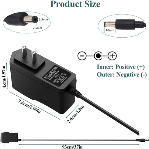 5V 2A DC Power Supply Adapter, 100-240V AC to DC 5 Volt 2 Amp for TV Box LED Strip Lights Speaker