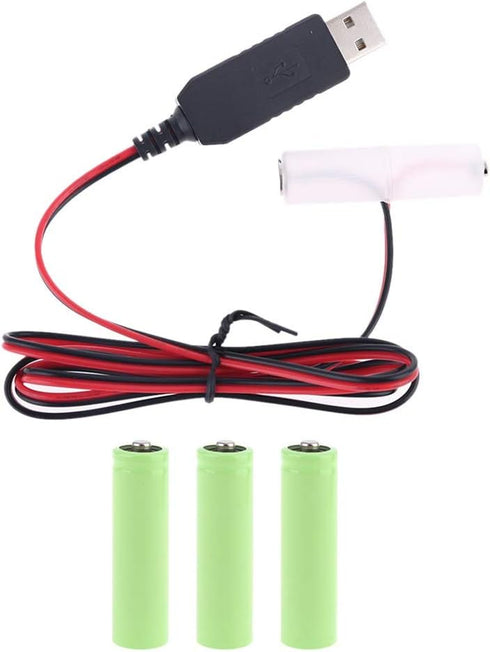 T-HOT AA Battery Eliminator Power Supply Adapter, 1m USB Power Supply Cable, 1.5V - 6V, Replace 1 to 4pcs AA Battery