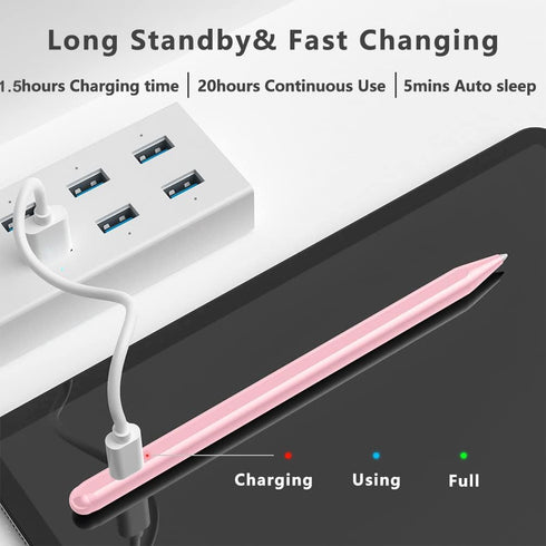 Stylus Pen for iPad (2018-2024) - Fast Charging & Palm Rejection, Compatible with Apple iPad Pro M4 2024, iPad Air M2