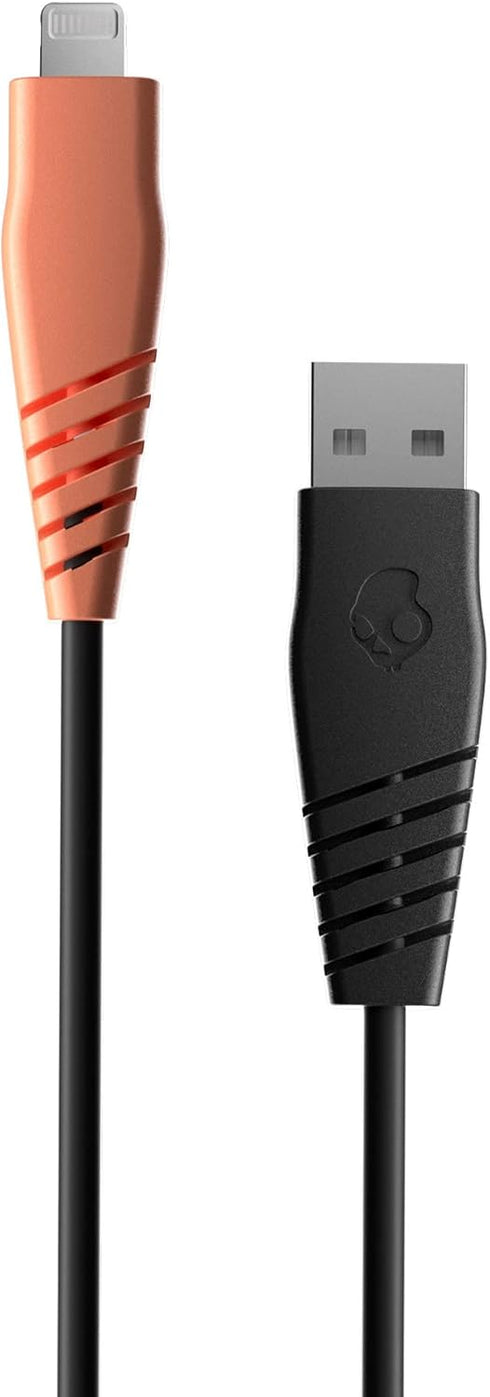 Skullcandy 15W Lightning Cable, USB A to Lightning Charger & Sync Cable for iPhone/Pro/Max, 4ft - Black/Orange