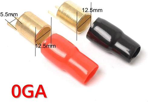 2 Pairs Connectors Adapters Crimp Barrier Spades Copper Gold Plated 0 Gauge Spade Terminal