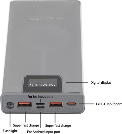 MOUDOAUER 8X 18650 Charging Bank Solder Free Kit, Plastic Power Bank Box DIY Charging Case Power Display Free Welding