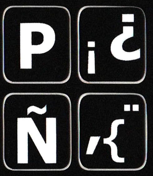 Spanish Traditional Large Letters Upper CASE Black Background Keyboard Sticker for Computers