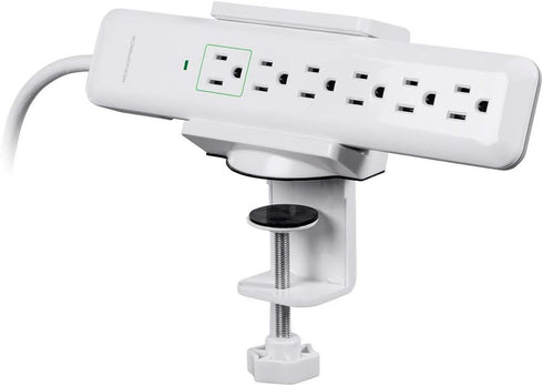 Monoprice Desk Clamp Holder for Surge Protectors, Power Strips, USB Hubs - White, Designed for Sit-Stand Desks