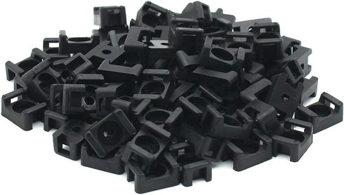 (100 Pack) Black 4.5mm Cable Tie Mount Base, Saddle Type Mount Screw Wire Bundle Holder