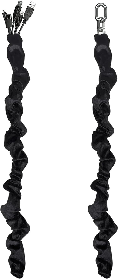 Antique House Chandelier Chain Cover 2 Pack Touch Fasteners Black 3.28 Feet Brushed Polyester