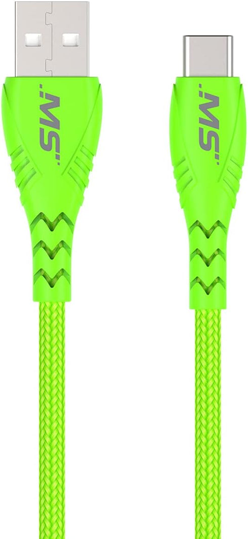 MobileSpec MB06733 10 Foot USB-A to USB-C Hi-Visibility Charge and Sync Cable in Green