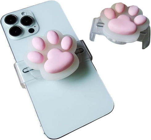 Clamp-Type Pink Paw Shape Phone Grip Slide for Phones and Cases - Cute Sliding Cat Paw Holder, Kawaii Large 3D Dog Paw