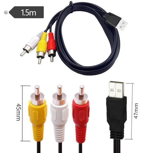 DUOYHIEL 5ft 3RCA USB to RCA Cable, USB Male to RCA Male Jack Splitter Audio Video Cable, Cord to Connect AV Adapter