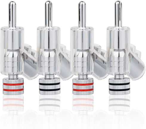 HiFi Banana Plugs Speaker Connectors, Screw Locking Rhodium Plated Banana Connector Jack for Speaker Cable