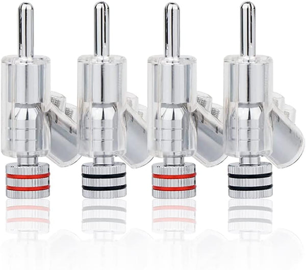 HiFi Banana Plugs Speaker Connectors, Screw Locking Rhodium Plated Banana Connector Jack for Speaker Cable