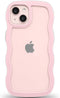 Anuck for iPhone 13 Case Wavy Edge Clear Back Design, Anti-Slip Grip Cute