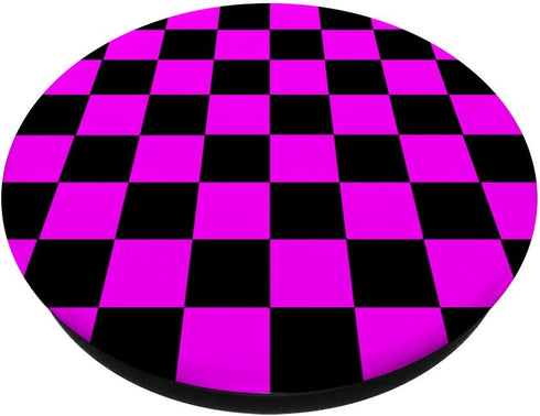 PopSockets Grip and Stand Black Fuchsia Checkered Pattern Checkerboard for Phones and Tablets
