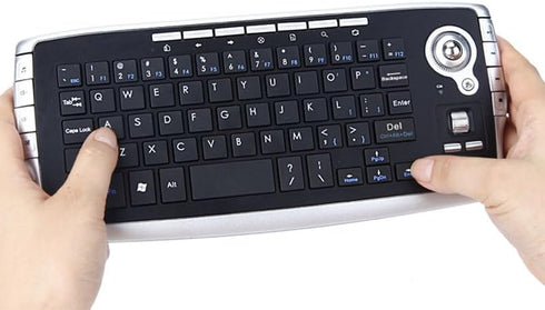 Mini Ergonomic Keyboard Trackball Air Mouse, 1200dpi Function, 2.4G Wireless Keyboard with Trackball for Laptop PC TV