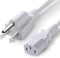 White Replacement Power Cord for Computer Monitor and TV.
